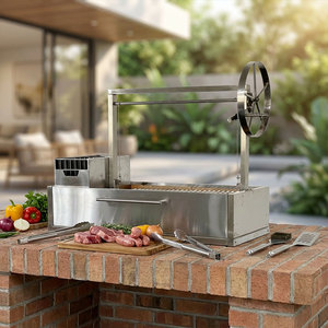 Parrillas de Barbacoa Comerciales de Acero Inoxidable OEM Integradas en Madera con Carbón Vegetal, Giratorias, para Exteriores, para Restaurantes - Product Image 1