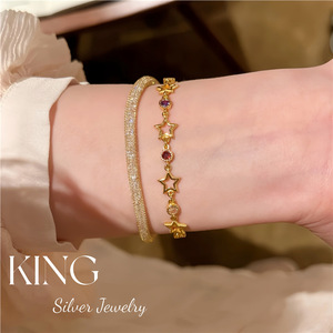 กำไลข้อมือรูปดาว King Silver Jewelry รุ่น S925 เงินแท้ชุบทอง ประดับคริสตัลรูปดาวห้าแฉก เหมาะสำหรับทุกเพศทุกวัย สวมใส่ได้ทุกวัน - Product Image 5