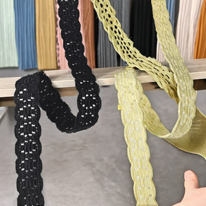1.0cm Elastic Hollow Lace Spandex/Nylon Jacquard <b>Webbing</b> Trim Lace for Clothing Accessories Curtains Home Textile Bags & Shoes - Product Image 2
