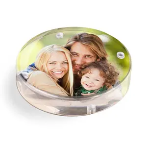 Attractive Round Acrylic Paperweight Circle Clear Plastic Paperweight Paper Weight with Full Color Printing Photo Block Display