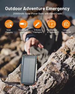 Banco de Energía Solar <span class=keywords><strong>TEMON</strong></span> de 20000mAh con Generador de Manivela, Carga Inalámbrica de 22.5W, Micro USB Tipo-C, Portátil para Exteriores - Product Image 6