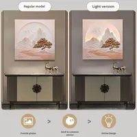 Peinture murale de paysage de style chinois en 3D avec éclairage LED, relief en relief, éclairage réglable, panneau lumineux artisanal pour la maison/le bureau