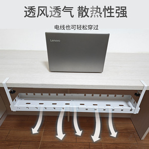 Under <b>Desk</b> Cable Management <b>Shelf</b> 40x14x4cm Carbon Steel Hook Type Storage Rack Black And <b>White</b> - Product Image 4