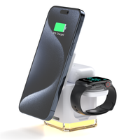 Support de charge rapide universel RGB 15W, chargeur sans fil magnétique pliable 4 en 1 pour écouteurs, montre et téléphone