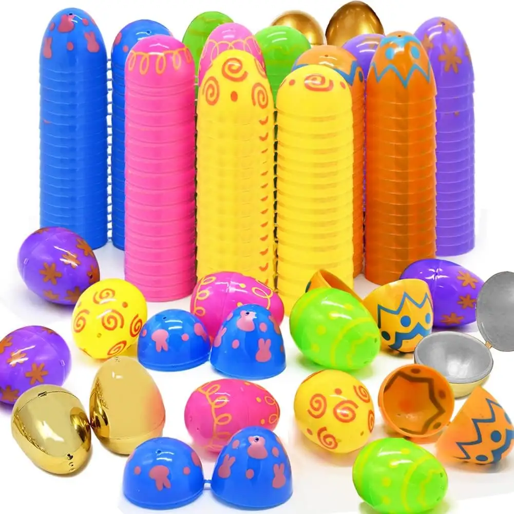 Ücretsiz örnek toptan paskalya oyuncak hediyeler dekorasyon bitmemiş dev büyük 6x4cm pürüzsüz boş doldurulabilir baskılı plastik paskalya yumurtaları