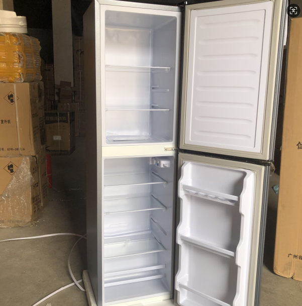 X 136L Household Gray Freezer, Double Door Refrigerator with Top Freezing and Bottom Refrigeration