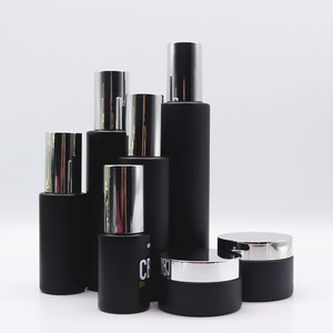 20ml 30ml 50ml 60ml 80ml 100mL 120ml Botella de vidrio de loción negra personalizada vacía con tapa de bomba de suero Juego de cosméticos 30g 50g Botes de crema - Product Image 3