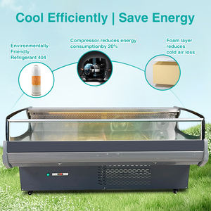 Nouveau 2026 Vitrine réfrigérée DLION à refroidissement par air, <span class=keywords><strong>ouverte</strong></span> sur le devant, en acier inoxydable, avec porte vitrée, pour la présentation de viande fraîche en supermarché et <span class=keywords><strong>boucherie</strong></span> - Product Image 3