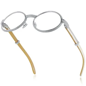 2023 S925 Sterling Silver kim cương sừng trâu an toàn kính người đàn ông New Eye Glass phụ nữ Buff Eyewear Kính mắt khung