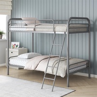 Cadre de lit superposé en métal poussiéreux argenté échelle coudée haute pleine longueur garde-corps bords arrondis lisses pour enfants adultes petite chambre