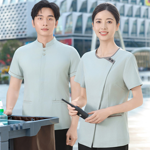 Uniforme de Limpieza para Hotel con Cuello Mandarín, Uniforme para Camarera, <span class=keywords><strong>Servicio</strong></span> Doméstico, Limpieza de Supermercados, Diseño Personalizado de Marca Privada - Product Image 1