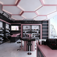 Coole Luxus Edgy Makeup Style Display Stand/Showcase Factory Interior Design Holz LED für trend ige Beauty Stores