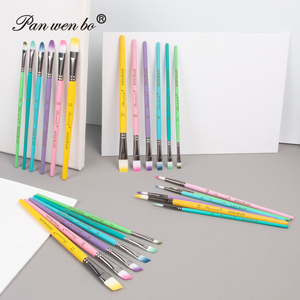 Panwenbo Macaron colorido 6 uds pincel de pintura plana 20mm pelo de nailon acuarela <span class=keywords><strong>artista</strong></span> pintura pincel conjunto para pintura acrílica - Product Image 2