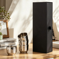Tasses à café portables à double paroi en acier inoxydable 304, ensemble cadeau de 4 pièces avec un design moderne et luxueux