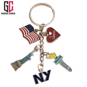 14 שנים מפעל מותאם אישית אמריקאי מתכת יום העצמאות דגל שרשרת מקלדת תליון דגל אהבה פסל החירות לפיד yk חדש - Product Image 6