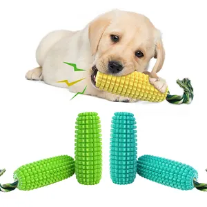 Dog Chew Toys For Durable Corn Toothbrush Puppy Teething Squeaky Toys Rubber Dog Toys For Small Medium Large Dogs