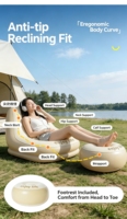 Ensemble de canapé gonflable d'extérieur, matelas pneumatique portable, chaise longue confortable avec repose-pieds pour le camping, les festivals de musique, la sieste au bureau
