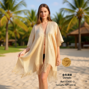 Angelina Dorado Gold <b>Shawl</b> 92x165cm Fringed Lightweight Cover Up For <b>Women</b> Summer Breathable Chiffon Solid Viscose Daily Wear - Product Image 4