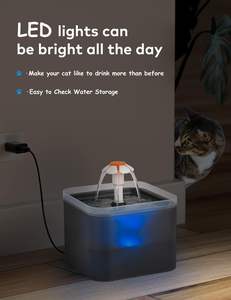 <span class=keywords><strong>Fontaine</strong></span> à Eau Automatique OEM 2L en Plastique pour Chat avec Lumière LED et Filtre à Charbon Actif, Distributeur d'Eau pour Chats - Product Image 4
