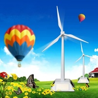 Mini moulin à vent rotatif blanc à énergie solaire, modèle de générateur éolien pour la décoration de bureau, la maison, l'ornement de jardin