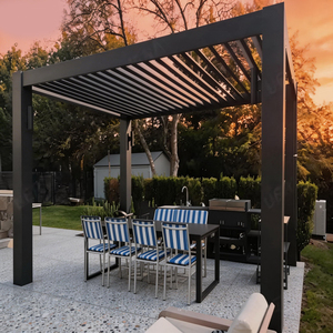 Pavillon en aluminium avec toit rigide, panneaux latéraux isolés, mur d'intimité, salon extérieur, cuisine, bar, salon, portes coulissantes en verre - Product Image 1