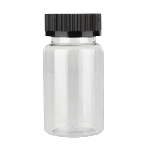 100cc 100ml Wide Mouth Clear Round Empty Pill Bottles <strong>Tablet</strong> Capsule Plastic Bottle <strong>Container</strong> With Black Child-resistant Lids - Product Image 1