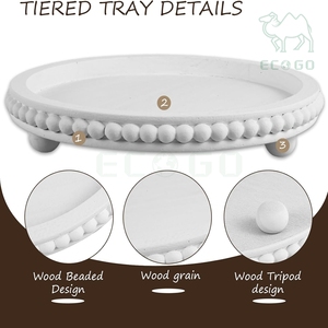 Home Decor <b>White</b> <b>Round</b> Coffee <b>Table</b> Wood Beaded Cosmetics Storage Serving Tray Jewelry Display Stand - Product Image 6