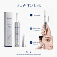 Sérum pour les yeux à l'adénosine et aux peptides de 10 ml avec hyaluronate de sodium, essence hydratante légère dans un emballage stylo applicateur de précision