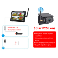 Kit Moniteur Caméra de Recul Sans Fil AHD HD 1080P 7'' pour Voiture, Camping-Car, Imperméable, Écran Partagé, Rechargeable Solaire