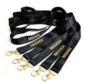 Lanière en polyester personnalisée avec logo en feuille d'or et crochet métallique doré, lanière en polyester pour <span class=keywords><strong>carte</strong></span> PVC - Product Image 1