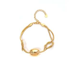 Pulsera de Cadena de Moda, Acero Inoxidable 316L, Baño de Oro PVD, Diseño de Eslabones Resistentes y Sostenibles - Product Image 1