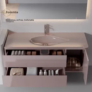 <span class=keywords><strong>Lavabo</strong></span> en verre trempé cristal rose en forme de larme, minimaliste, <span class=keywords><strong>pour</strong></span> comptoir, sur mesure. - Product Image 4