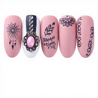 Modèle de transfert d'art d'ongles transfrontalier en acier inoxydable, style rétro européen et américain, à motifs floraux, papillons et pétales