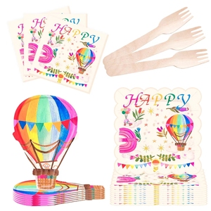 DAMAI <b>Customized</b> Hot Air <b>Balloon</b> Birthday Dinner Plate Party Disposable Paper Party Tableware Set for Kids Birthday Supplies - Product Image 1