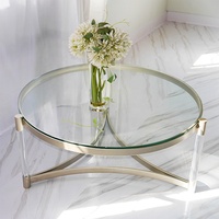 Moderne gehärtete Glas verspiegelte Couch tisch Stahl Acryl Basis für Wohnzimmer Esszimmer möbel Eingang Lager Anwendung