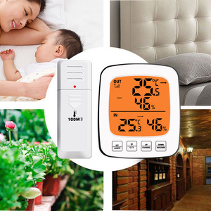 Nieuwe RF draadloze binnen- en buitentemperatuurmeter met touchscreen, digitale vochtigheidsmeter, sensor, huishoudelijke thermometer, vochtigheidsmeter - Product Image 6