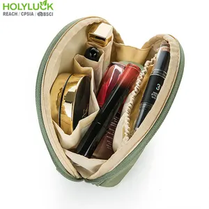 Holyludck tas kecantikan kosmetik setengah bulan untuk dompet perjalanan kantung Makeup praktis untuk wanita anak perempuan