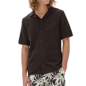 Wholesale Custom OEM/ODM Sweater Cardigan Waffle Men Polo <strong>Shirt</strong> Thin <strong>Jumper</strong> <strong>with</strong> Solid Colour Knitted Pullover Short Sweater - Product Image 1