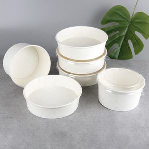 Tigela descartável de salada de papel de 26oz, 750ml com tampas transparentes para animais de estimação - Product Image 3