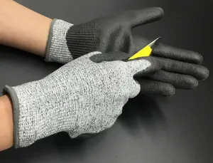 GG1005T HPPE liner sarung tangan kerja keselamatan, sarung tangan kerja Anti tusukan tahan tusukan tahan potong 5 tingkat lapisan nitril HPPE