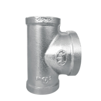 Raccord en T en fonte malléable noir à angle droit, tête hexagonale, sortie latérale 4 voies, surface sablée, basse pression, moulage flexible pour usage domestique