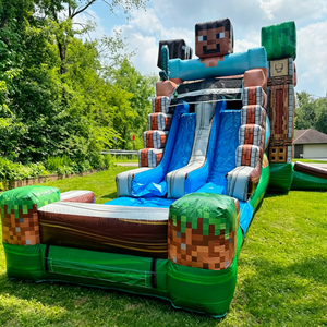 Casa Inflable con Tobogán Temática de <span class=keywords><strong>Minecraft</strong></span> para Niños, Material de PVC, Capacidad de 500 kg, Tamaño 7x4x4 m, Alquiler para Fiestas - Product Image 3
