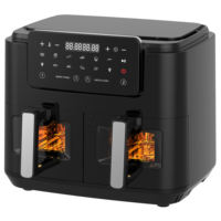 Freidora de Aire Anbolife de 12L con Doble Cesta, 2400W, Doble Zona, Pantalla Táctil Digital, Sin Aceite, 12 Ajustes Preestablecidos, Smart Finish Match Cook
