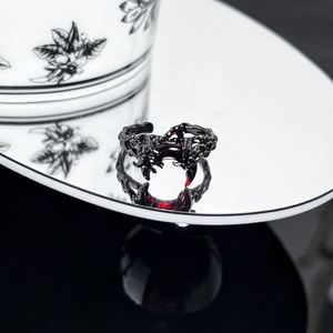Trendy <b>Black</b> Crow Punk Hip Hop <b>Rings</b> Women <b>Men</b> Fashion Adjustable Opening <b>Ring</b> Halloween Gothic Cross Crown Heart <b>Ring</b> - Product Image 6