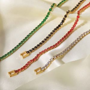 Trendy Au750 18K PVD Gold Plated Vintage <b>Bracelets</b> <b>Women</b> Custom Stainless Steel Zircon Ruby Tennis <b>Bracelets</b> for <b>Women</b> Girls - Product Image 5