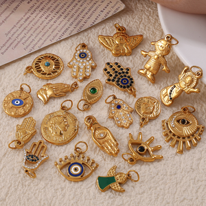 إكسسوارات دلاية ساحرة ذاتية الصنع من الفولاذ المقاوم للصدأ عيار 18 قيراط مطلية بالذهب إكسسوارات دلاية على شكل عين اليد - Product Image 1