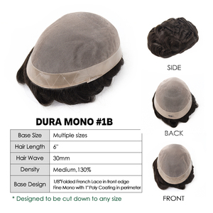 Feinmono Herren-Toupet aus Indischem Echthaar, Haarteil, Haarersatzsystem im Großhandel für Männer, 6x9 7x9 7x10 8x10 8x11 9x11 - Product Image 2