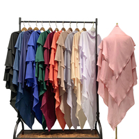 Offre Spéciale Khimar 3 Couches Voiles Niqab Hijab Musulman Long Hijab Prière Islamique Surdimensionné 3 Couches Mousseline Khimar