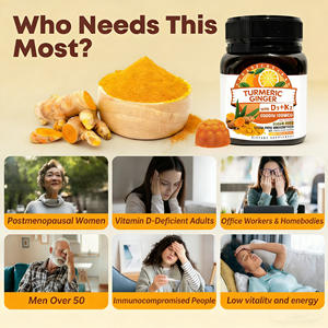 Suplemen Vitamin D3 K2 Bebas Gula, Kunyit Jahe Gummies Label Pribadi Laris Manis, Mendukung Kesehatan Tulang dan Sendi, 60 Kapsul - Product Image 3