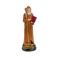 Statue religieuse de Saint Benoît personnalisée en résine 3D, faite à la main et peinte à la main, de 4,8 à 12 pouces, décoration de bureau de Noël catholique